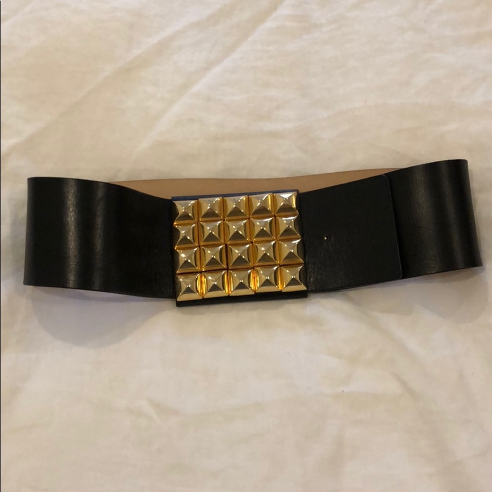 Wide black leather belt